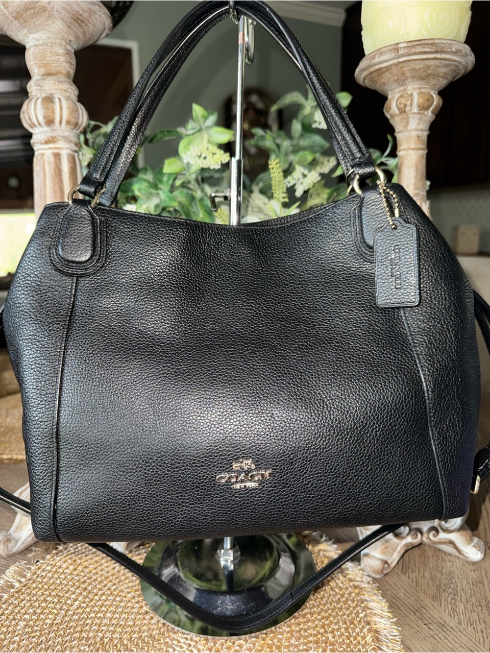 Good as NEW Coach Pebbled Leather Black Shoulder Bag with Original Hang Tag